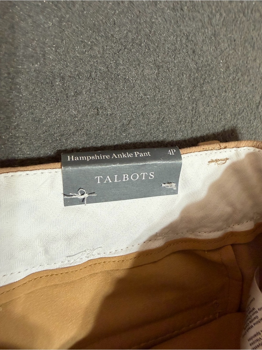 Talbots Womens Hampshire Ankle Pants Tan Stretch Mid Rise Career Sz 4 NWT - Picture 3 of 16
